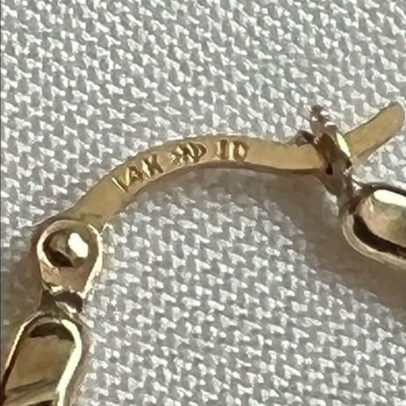 Fancy Hoop earrings 14k solid gold | Minimal | perfect gift | - Picture 3 of 10